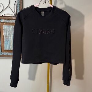 Zumba Fitness Strong ID Black Cropped crewneck 'STRONG' Sweatshirt EUC L